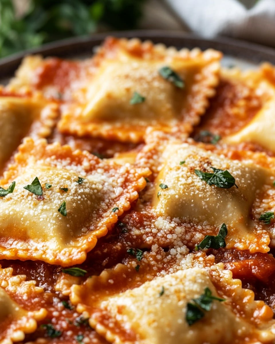 Raviolis maison à la sauce tomate et parmesan